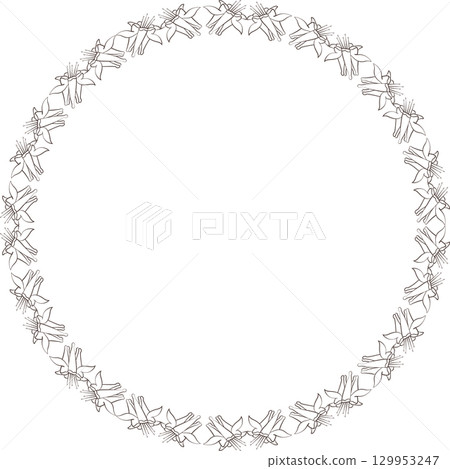 Round frame with flower elements. Trendy graphic template. Cute empty frame box Round frame with flower elements. Trendy graphic template. Cute empty frame box 129953247