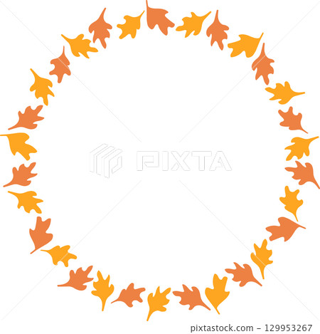Border frame template with leaf elements decoration. Round border with empty space for your text 129953267