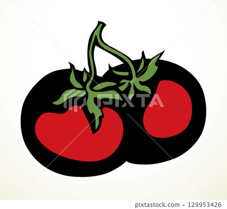 Tomatoes. Vector drawing icon sign Tomatoes. Vector drawing icon sign 129953426