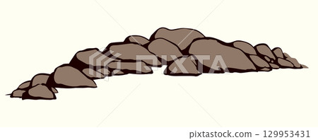 The stones lie on the ground. Vector drawing The stones lie on the ground. Vector drawing 129953431
