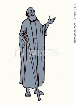 Ancient Jewish preacher. Vector drawing Ancient Jewish preacher. Vector drawing 129953446