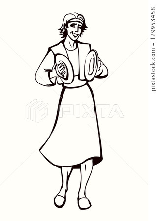 The ancient Jewish man are having fun. Vector drawing 129953458