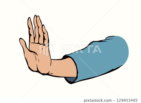 Hand showing no. Vector drawing 129953495