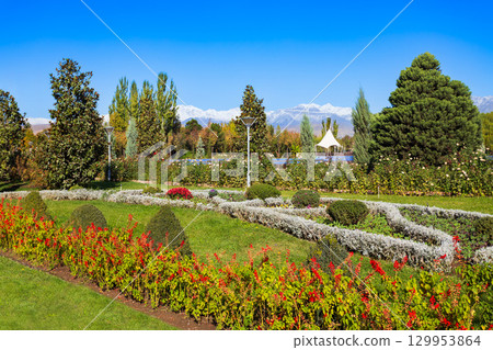 The Rudaki Park in Dushanbe city, Tajikistan The Rudaki Park in Dushanbe city, Tajikistan 129953864
