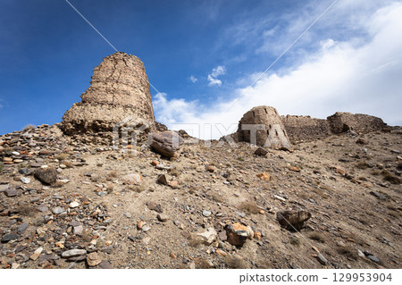 Yamchun Fort ruins near Vrang village in Tajikistan 129953904