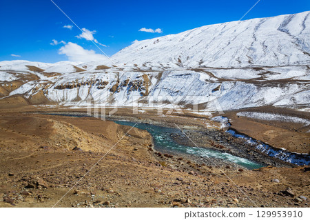 Mountain landscape view from Pamir highway, Tajikistan 129953910