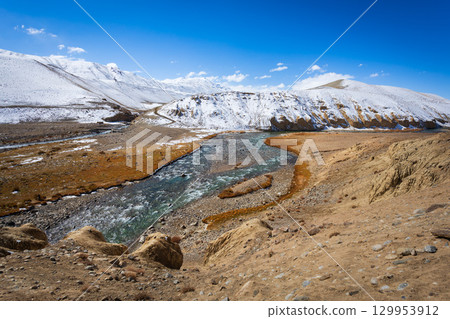 Mountain landscape view from Pamir highway, Tajikistan 129953912