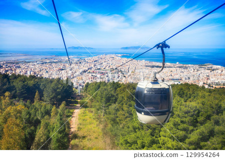 Trapani Erice Cableway in Sicily island, Italy 129954264