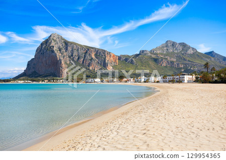 San Vito Lo Capo beach panoramic view 129954365