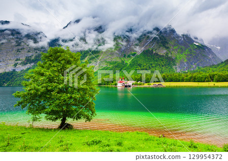 St. Bartholomew church at Konigssee Lake 129954372