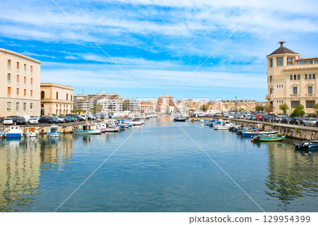 Syracuse city port in Sicily island, Italy 129954399