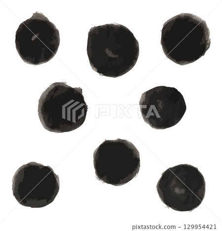 英文名稱：水墨畫風格筆刷圓形圖案集 129954421