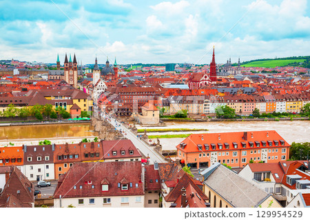 Wurzburg old town aerial view, Germany Wurzburg old town aerial view, Germany 129954529