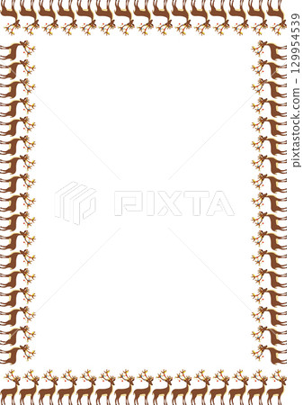 Reindeer frame. Christmas decor template for your text. Hand drawn vector illustration Reindeer frame. Christmas decor template for your text. Hand drawn vector illustration 129954539
