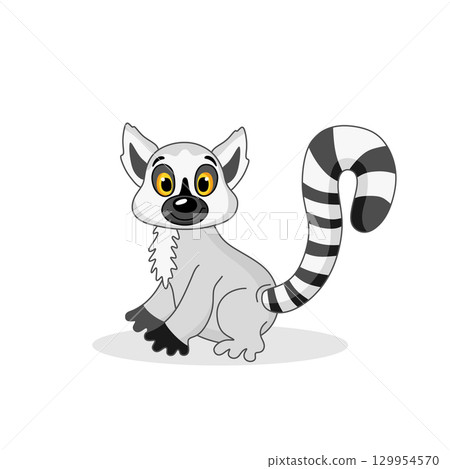 Cute nice lemur cartoon characters vector illustration for kids 129954570