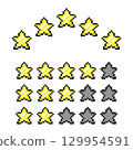 Pixel Art Star Rating Icons Retro 8 Bit Review and Feedback System 129954591