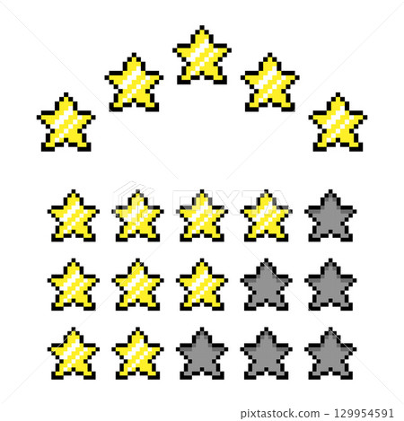 Pixel Art Star Rating Icons Retro 8 Bit Review and Feedback System Pixel Art Star Rating Icons Retro 8 Bit Review and Feedback System 129954591