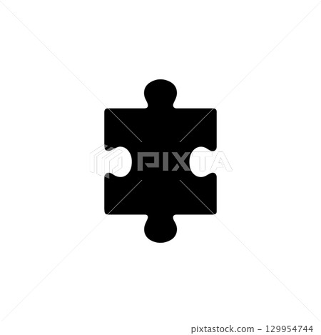 silhouette of a puzzle piece on white background 129954744