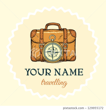 This is a Vintage Travel Suitcase featuring a unique Compass Design that inspires journeys 129955172
