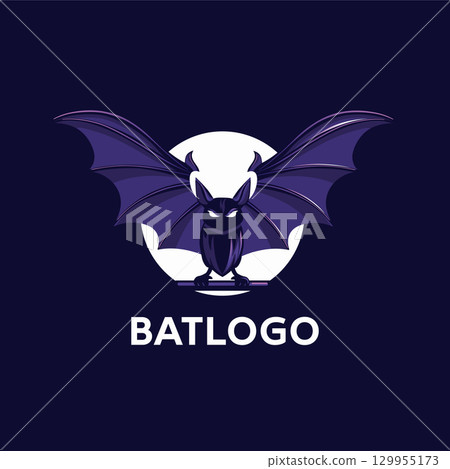 Stylized Bat Logo Design for Halloween and Night Themes 129955173