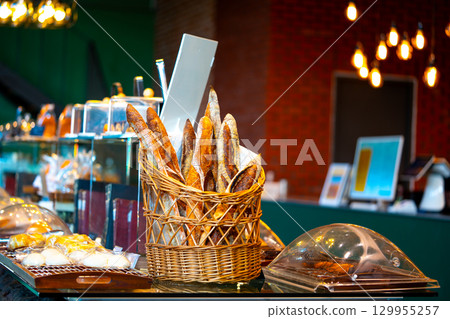 Tradition French Baguettes in a bakery, South Korea, August 23th 2025 129955257