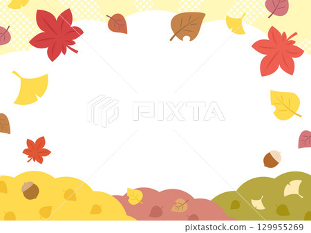 Autumn leaves frame, autumn background material 02 129955269