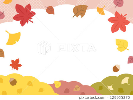 Autumn leaves frame, autumn background material 129955270