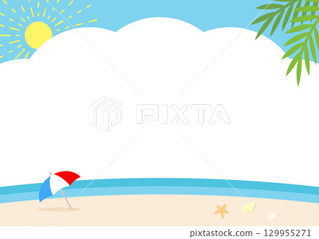 Summer sea and sandy beach frame background material Summer sea and sandy beach frame background material 129955271