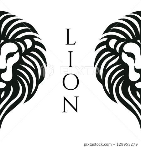 lion head emblem minimal vector art. 129955279