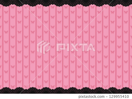 Top and bottom lace x butterfly & stripes (pink) 129955410