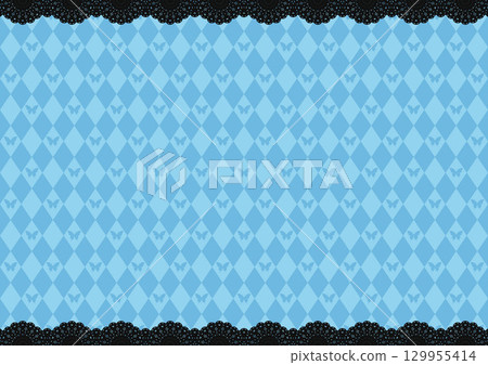 Top and bottom lace x butterfly & diamond pattern (blue) 129955414