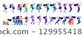 Set of fun teen girls with different poses for use in vector illustrations 129955418