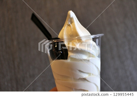 Milk soft serve ice cream in Tokyo 129955445