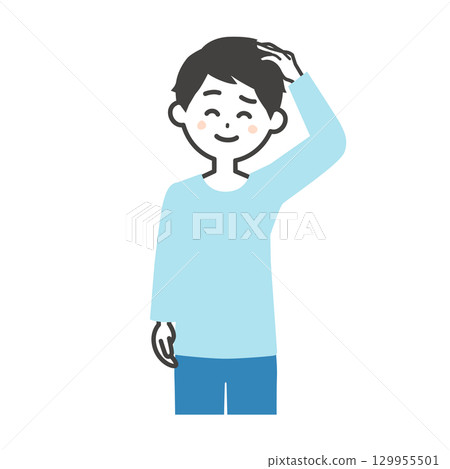 一名男子抓頭的插圖 一名男子抓頭的插圖 129955501
