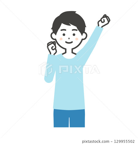 一名男子舉起拳頭的插圖 129955502
