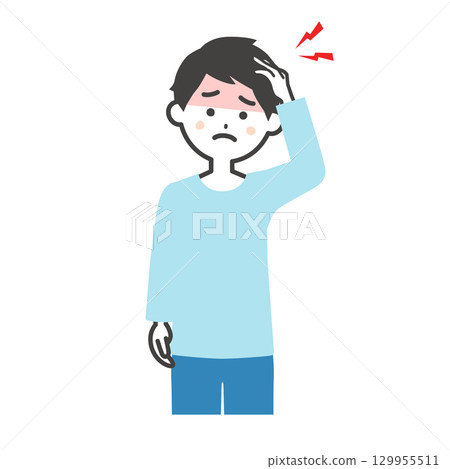 一名男子抱著頭的插圖 一名男子抱著頭的插圖 129955511