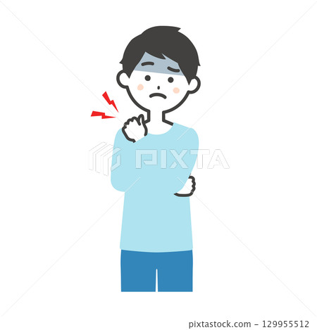Illustration of a man holding his shoulder 129955512