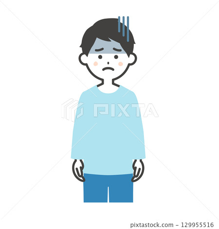 一位表情陰鬱的男子的插圖 129955516