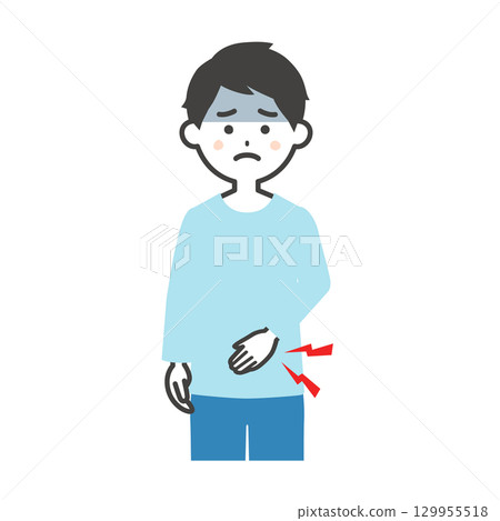 一名男子摀著肚子的插圖 129955518