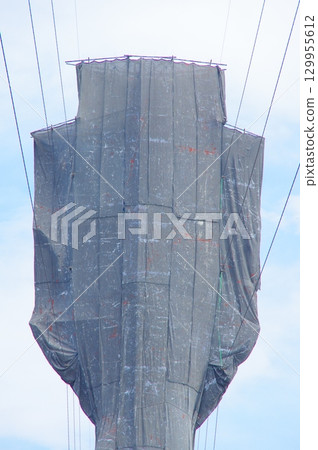 Covered power line tower 129955612