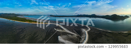 Aerial view panorama landscape nature view in sunset or sunrise sky background 129955683