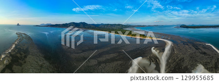 Aerial view panorama landscape nature view in sunset or sunrise sky background 129955685
