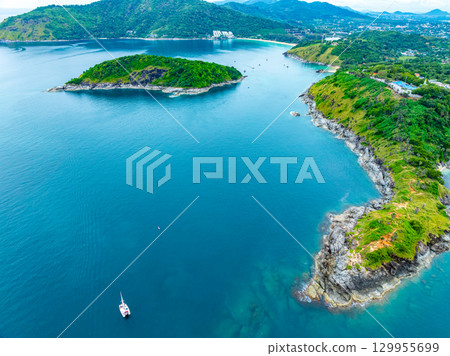 Aerial view of sea landscape view in summer season at Phuket island Thailand 129955699