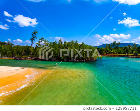 Aerial view of sea landscape view in summer season at Phuket island Thailand Aerial view of sea landscape view in summer season at Phuket island Thailand 129955711