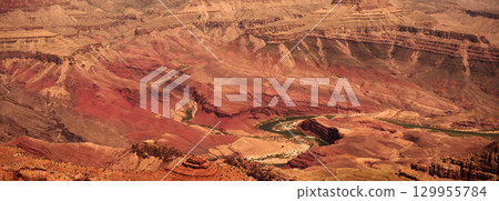 Sunset Hazy Sky Day At The Grand Canyon Arizona 129955784