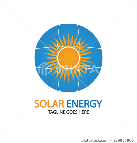 Sun solar energy logo design template. solar tech logo designsv 129955906