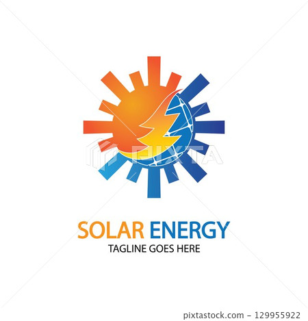 Sun solar energy logo design template. solar tech logo designsv 129955922