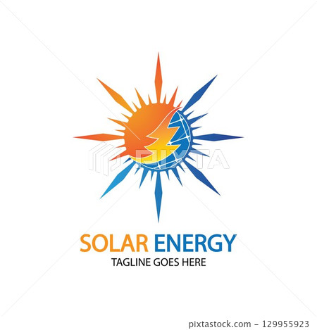 Sun solar energy logo design template. solar tech logo designsv 129955923