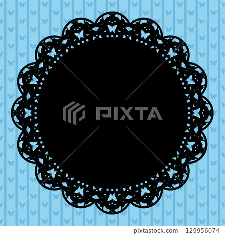 Round lace x butterfly & stripes (blue) Round lace x butterfly & stripes (blue) 129956074