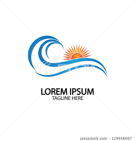 Water wave and sun icon vector illustration design logo Water wave and sun icon vector illustration design logo 129956097